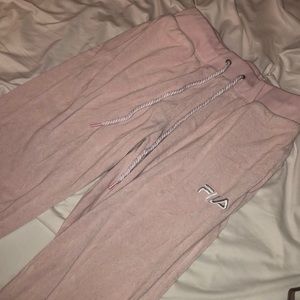 Pink FILA towel material sweatpants/ joggers